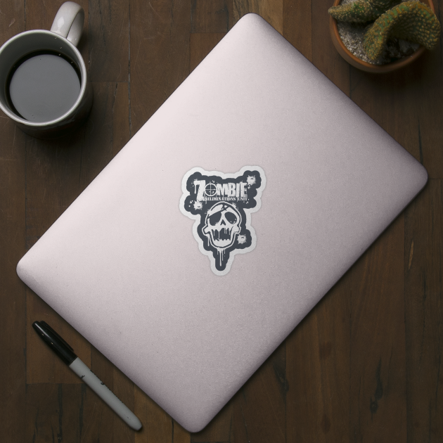 Zombie eliminations unit ii halloween sticker teepublic